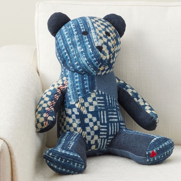 Pottery Barn Other - Pottery Barn Nelson Teddy Patchwork Pillow - Blue and Red